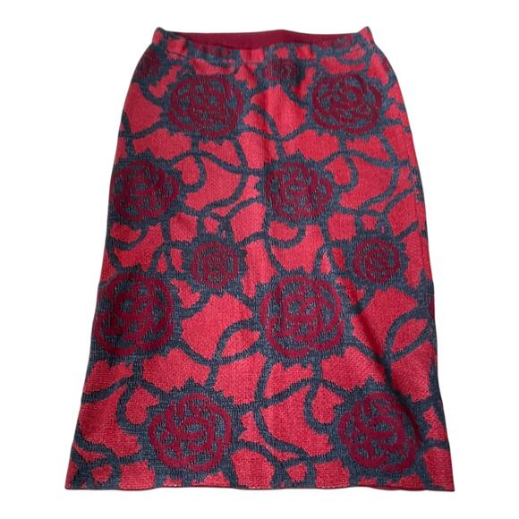 Dries Van Noten Knit Pencil Skirt Rose M Red Grey EUC - Picture 9 of 12